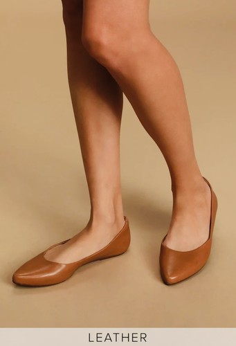 Lulus Holly Damen-Flats Leder cognac spitz zulaufend Größe US 10 - Bild 1 von 5