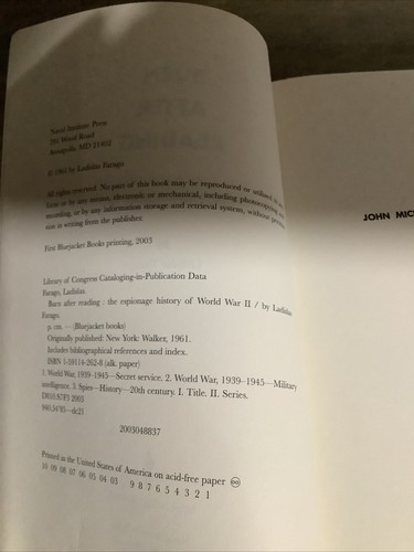 Burn After Reading: The Espionage History of World War II By Ladislas Farago - Picture 6 of 8