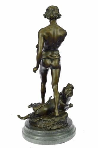 Figura escultura de metal semidesnuda semidesnuda bronce fundido caliente The Lion Slayer by Loys Potet - Imagen 4 de 9