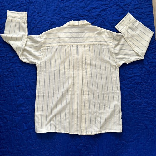 Vintage Sanger Harris Women’s M Pajamas 2 Piece Lounge Set Ivory Blue Stripe NEW - Picture 19 of 24