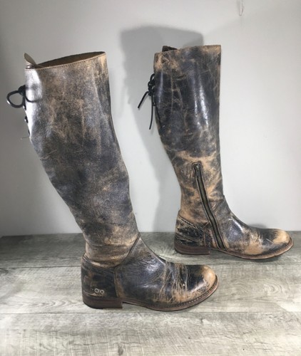 Bed Stu 3335 Manchester Damenstiefel Leder Reiten rustikal hoch abgenutzt Größe 9 - Bild 2 von 10