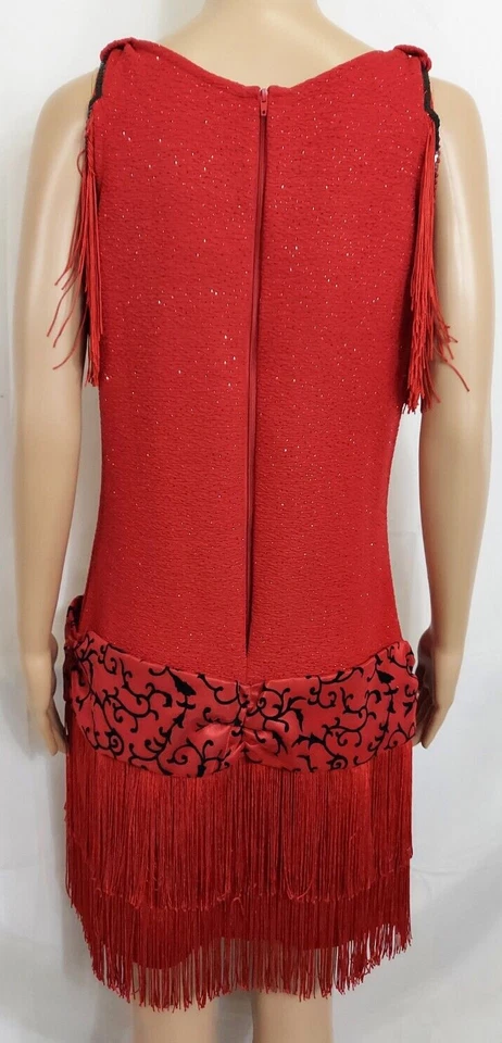 DISFRACES DE PERSONAJE Vestido Rojo Charleston Flapper Talla Mediana Vestido de Halloween Foto 3 de 4