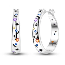 MULA Original Starry Sky Hoop Earrings CZ For Women Jewelry 925 Silver Plated