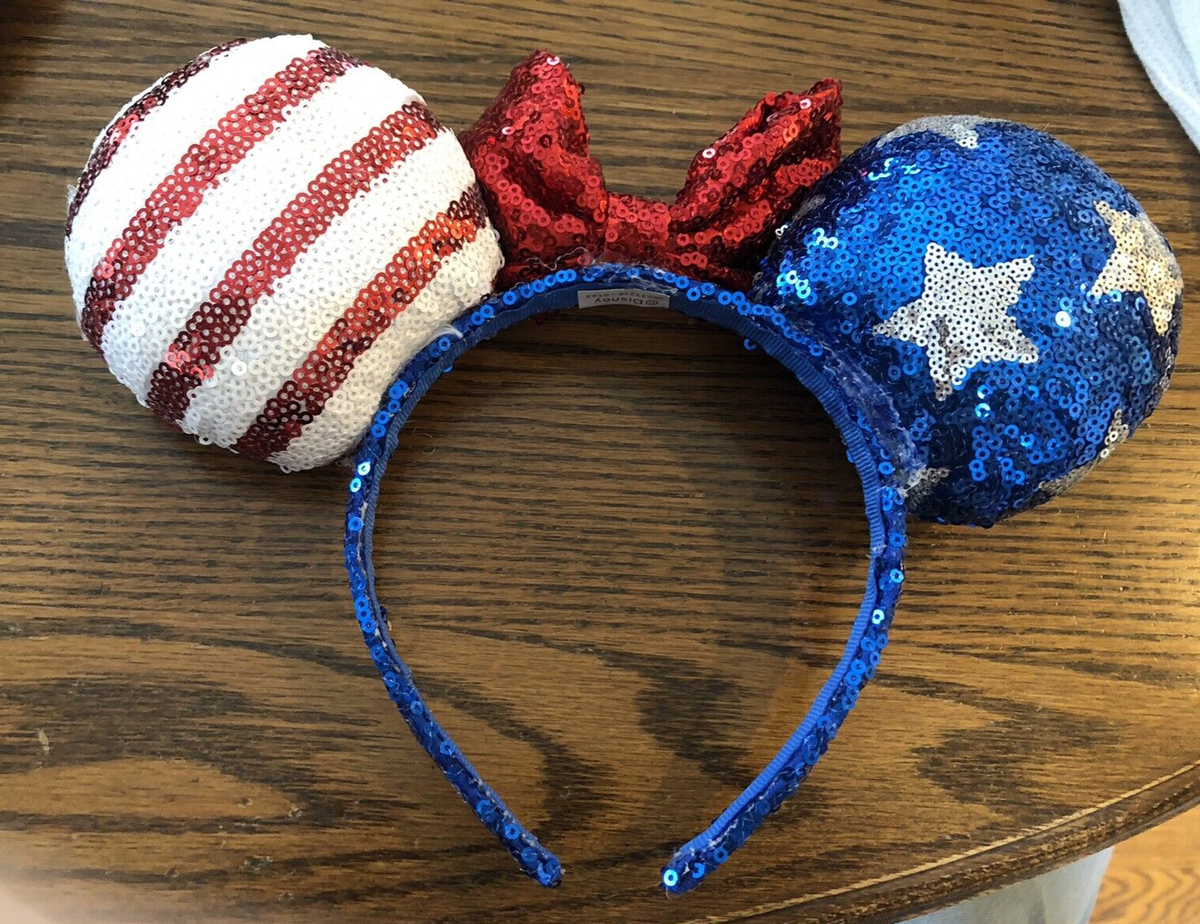 Disney Red & Blue 50th Anniversary Show Mouse Ear Headband Disney-50th Headband Blue Sequin Minnie Mouse Ears  main image 2