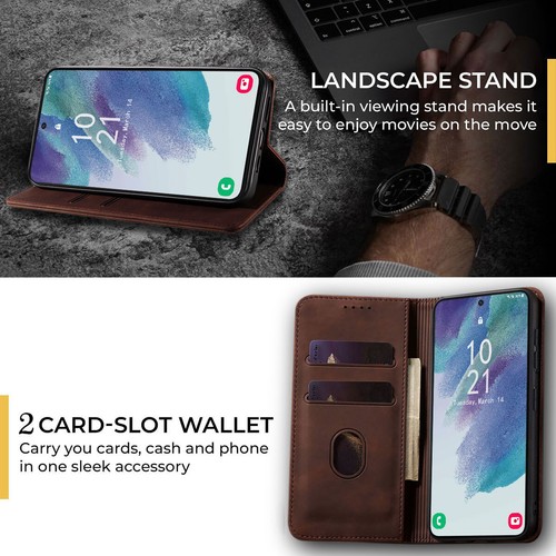 For Samsung Galaxy S21 FE 5G Magnetic Leather Shockproof Folio Case Wallet Cover - Photo 39 sur 47
