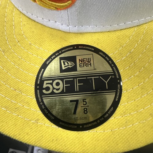 Hardwood Classics Miami Heat New Era 59Fifty White And Yellow Sz 7 5/8 - Picture 6 of 19