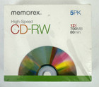 Memorex CD-RW 12x 700mb 80 min High Speed Compact Disc Rewritable 5 Pack