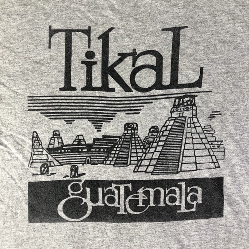VTG Tikal Guatemala Mayan Pyramid Sleeveless T shirt 3XL Grey 80’s Single Stitch - Picture 3 of 8