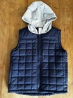 Gymboree Boys Puffer Vest Sz Small 5-6 Navy Blue w/ grey jersey hood casual wear