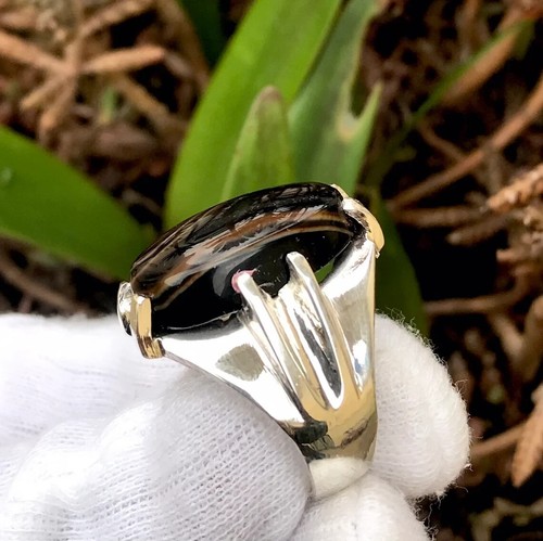 Original Brown Black Yemeni Eye Aqeeq Akik Silver Ring Agate Ring Mother's Day - Picture 3 of 5