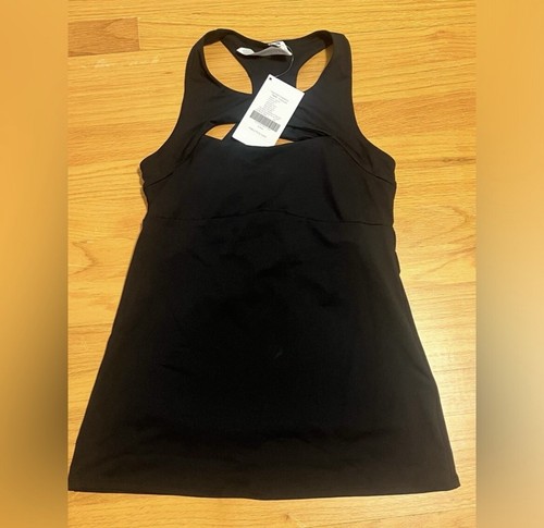 NWT Fabletics Built in Bra Tank Women Large Black Tie Raceback Size S/6 H13 - Picture 6 of 7