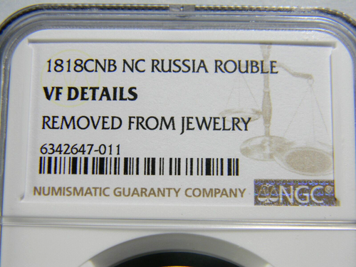 Russia 1818 CПБ-ПC Rouble NGC VF Details Removed From Jewelry (03-15) - Picture 5 of 5