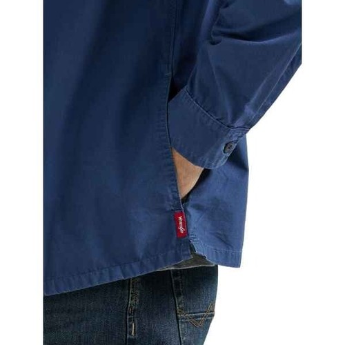 Camisa tejida manga larga calce relajado Wrangler para hombre y hombre grande, talla XL, azul - Imagen 4 de 4