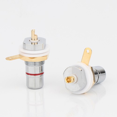 4pcs RCA Socket Rhodium + Gold Plated RCA Female Terminal for HiFi Amplifier DIY - Picture 10 of 11