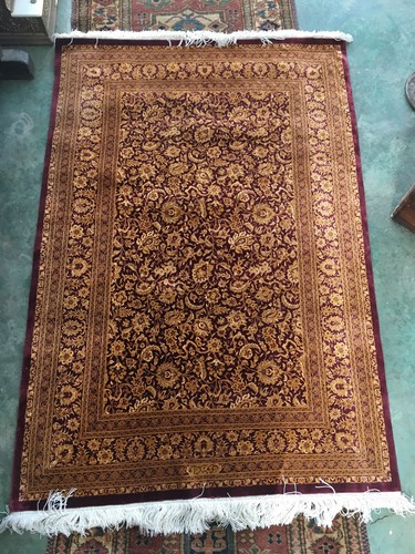 vintage beautiful handmade silk rug 4.9''x3.4''  - Picture 1 of 9
