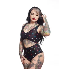 Sourpuss Multi Skulls Monokini Swimsuit Alternative Clothing Swimwear