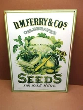 D.M. Ferry & Co’s Celebrated Seeds For Sale Here Tin Sign 16" x 12" Nice Colors