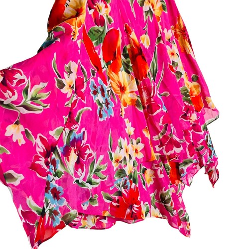 Falda Lauren Ralph Años 90 Y2K Seda Floral Pañuelo Dobladillo Volantes Hada Transparente Boho 8P - Imagen 12 de 19