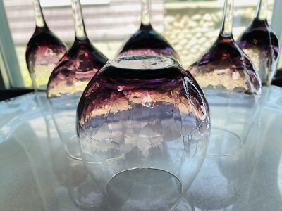 Pier 1 Purple Crackle Red White Wine Stemless Champagne Flute 4 Sizes Set Of 6