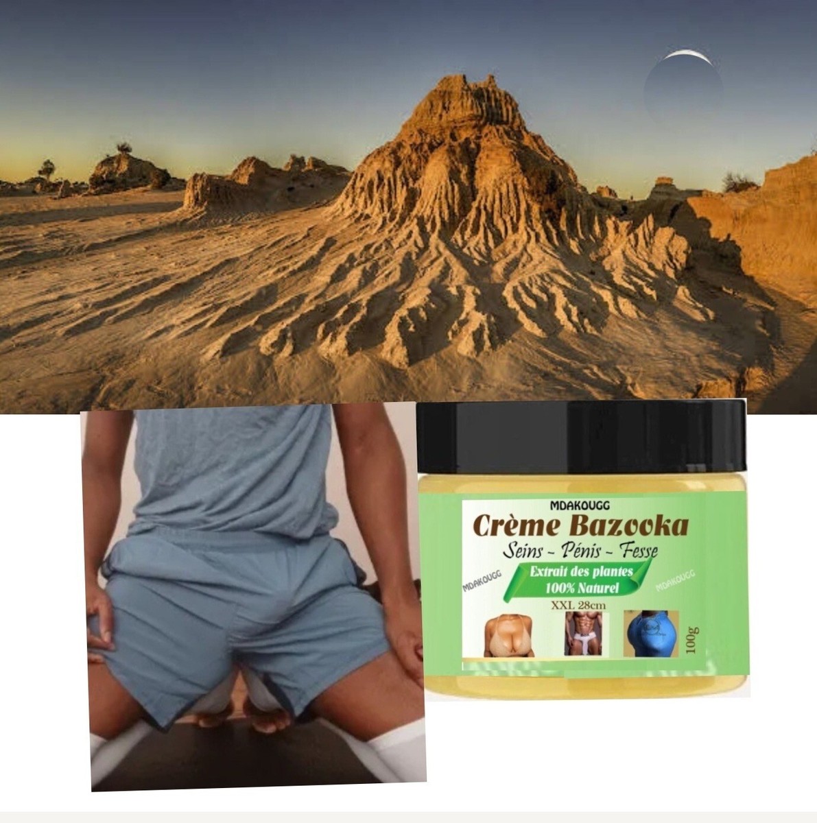 Crème Bazooka 3 En 1 élargissement Pénis & Fesses - 100% Naturel 100g Neuf