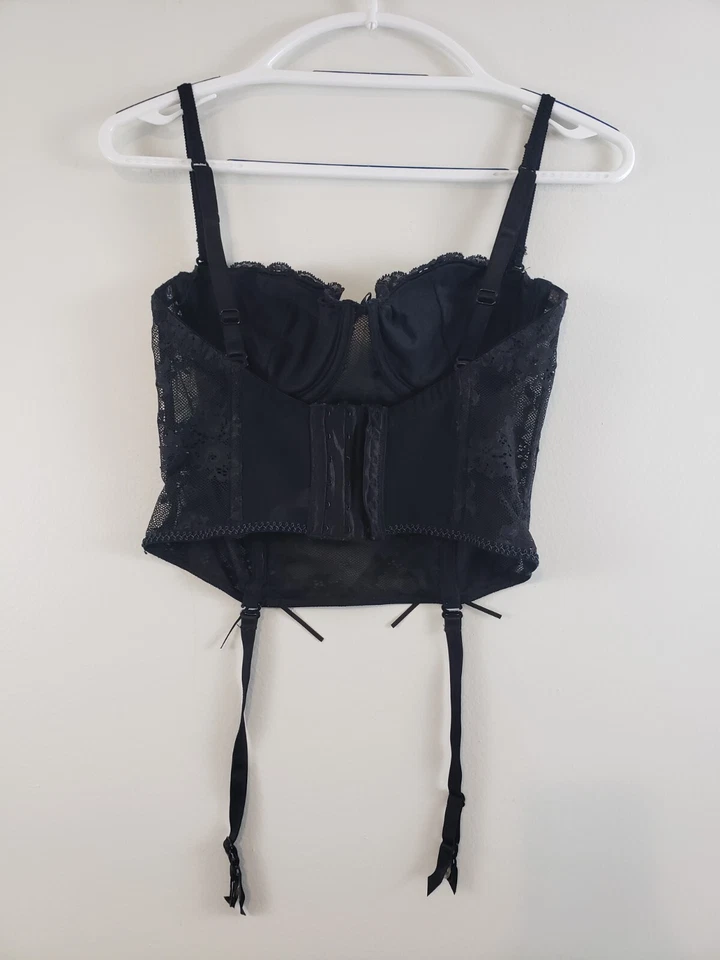 (S5) VTG Victoria’s Secret Lace Push-Up Bustier Bridal Corset Garter Gothic 36C - Image 4 of 4