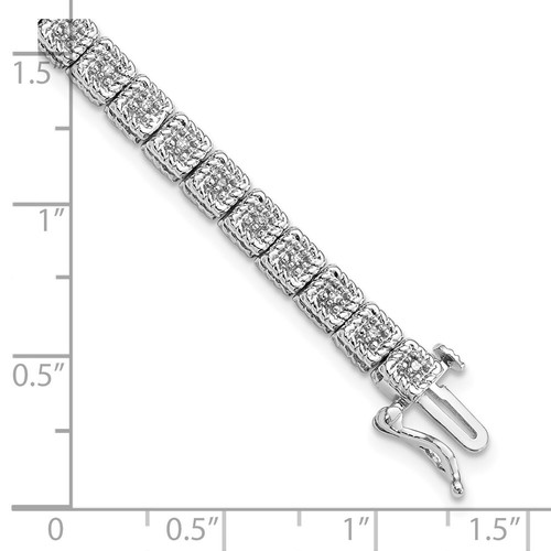Sterling Silver Rhodium Plated Diamond Bracelet 7" for Women 8.34gm - Picture 4 of 4