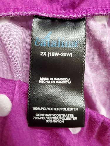 Catalina Womens Cover Up Skirt Top Shirt Size 2X 18W/20W Purple White Polka Dot - Picture 8 of 12