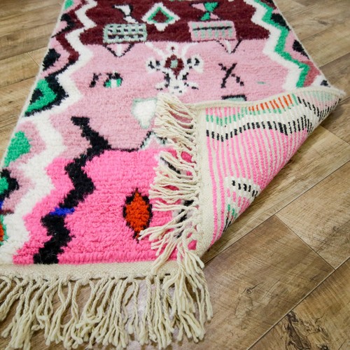 Boho Pink Morocco Rug 3x5 Colorful Moroccan Azilal rug Handmade Berber Carpet - Picture 9 of 10