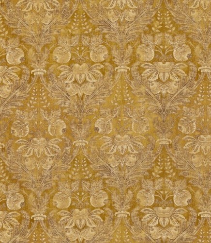 GP & J Baker Curtain Fabric 'LAPURA DAMASK - OCHRE' 2 METRES Linen Blend - Picture 4 of 7