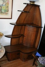 Original Vintage Art Deco Corner Hutch made in Brooklyn, NY from the 1930s