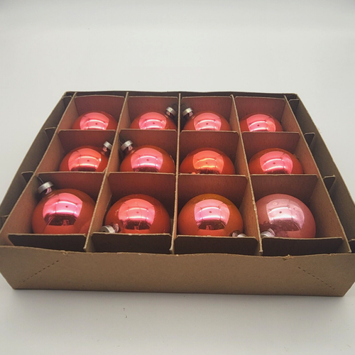 12 Vintage Glass Christmas Ornaments Pink Light Dark Mixed Shades Holiday