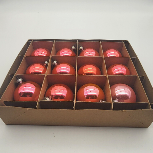 12 Vintage Glass Christmas Ornaments Pink Light Dark Mixed Shades Holiday - Picture 1 of 10