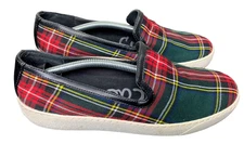 Sam Edelman Loafers Women 8.5 Plaid Preppy Holiday Classic Slip-On Green Red