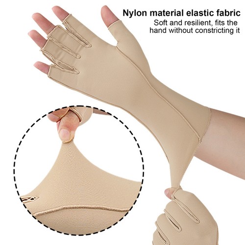 Compression Gloves For Women Men, Fingerless Hand Thumb Therapy Gloves - Picture 4 of 18