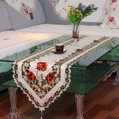 Mesa de comedor de encaje floral bordada alfombra tapetes boda fiesta decoración del hogar - Imagen 46 de 50