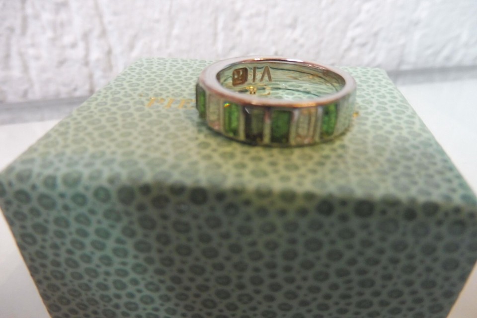 Bague En Argent Massif émaillée Vert Et Noir – Taille 53, Occasion En Très Bon état | Bague Sertie Ambre
