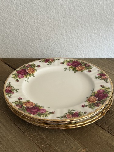 Royal Albert "Old Country Roses" Classic III Tea Pot & 4 Plates Vintage Gold - Picture 20 of 22