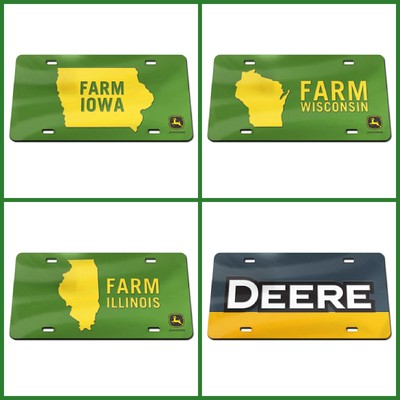 John Deere - Acrylic License Plate - Wisconsin - Illinois - Iowa - Decor - Auto