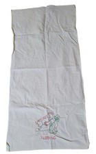 White Cotton Tea Towel Hand Embroidered Saturdays Tubbing Bears Having Bath Vtg