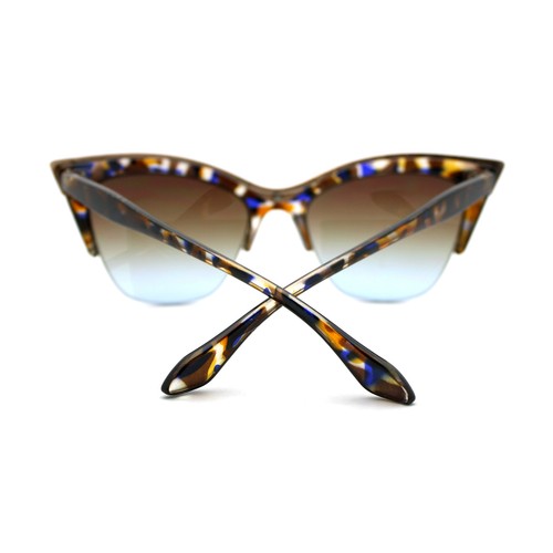 Stylish Womens Sunglasses Half Rim Cateye Designer Fashion Shades - Picture 17 of 30