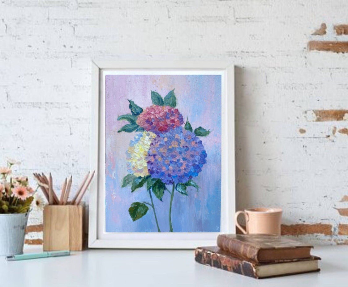 油絵 絵画 【Hydrangea】 20th Century Hydrangea Landscape Oil