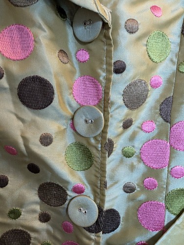 NWT Samuel Dong Embroidered Polka Dot Jacket Coat Shawl Collar Belted - Picture 9 of 16
