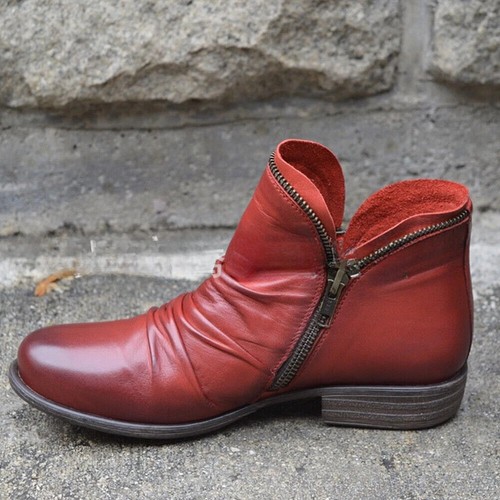 Neue Damenschuhe Herbst Stiefel Mit Reißverschluß PU Stiefeletten Gr:35-43 - Bild 10 von 10