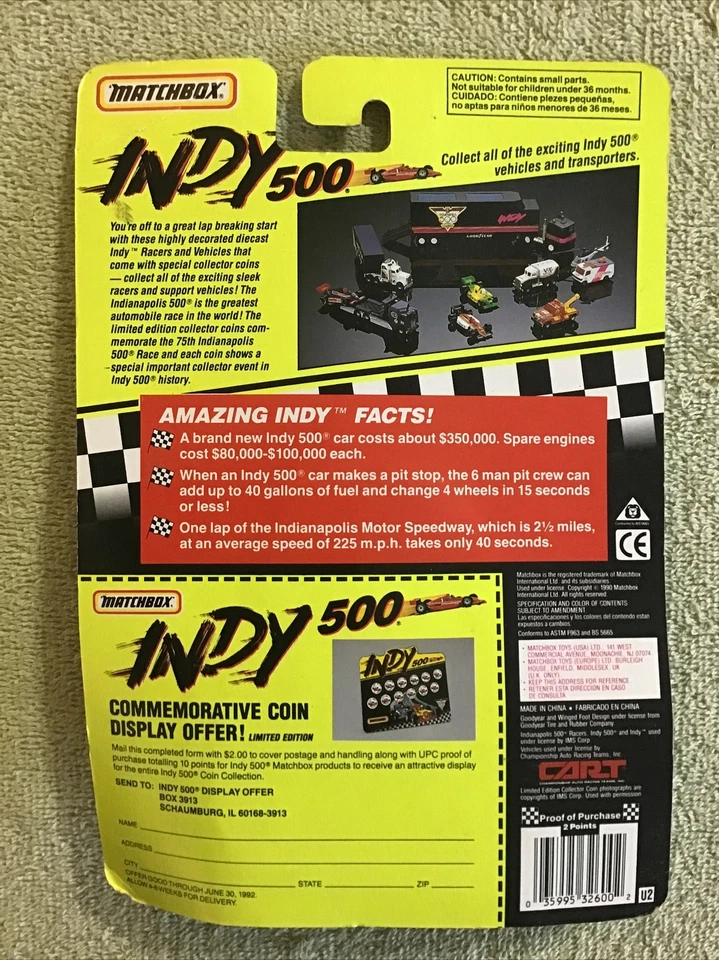 1990 Matchbox AJ FOYT 4 Time Winner / #4 Indy 75th Indy Car 1/64 Limited Diecast - Image 4 of 4
