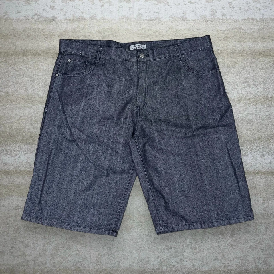 Vintage Skater Wide Leg Jean Shorts 40x14 Black Baggy 14" Inseam Jorts Y2K - Image 2 of 4