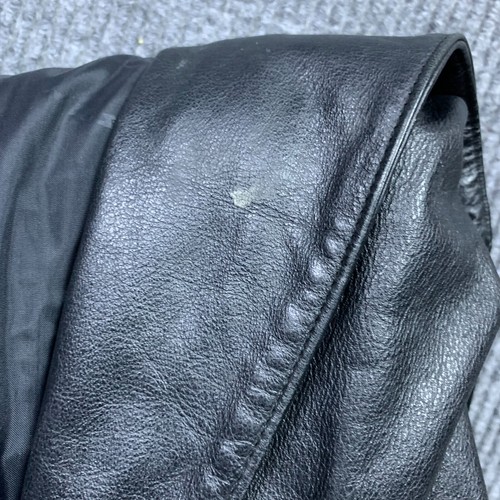 Wilson's Mens Black Leather Car Coat Vintage 90s Edgy Grunge Biker Goth Capsule - Picture 16 of 20