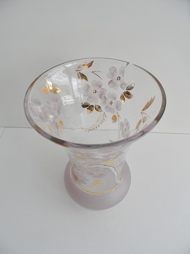 VASE POT TULIPIER VINTAGE VERRE PEINT A LA MAIN "DECI" DESING' ART DECO VINTAGE - Picture 2 of 4