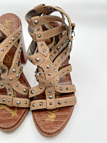 Sam Edelman Women’s BROWN Block Heel STRAPPY Gladiator Sandal Size 8 EMBELLISHED - Picture 2 of 7
