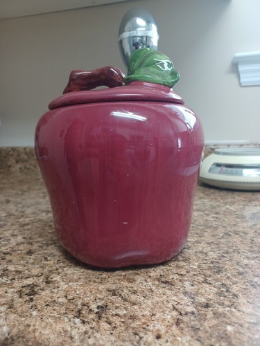 2001 Tone World Big Red Apple Cookie Jar With Paper Towel Holder - Picture 7 of 12