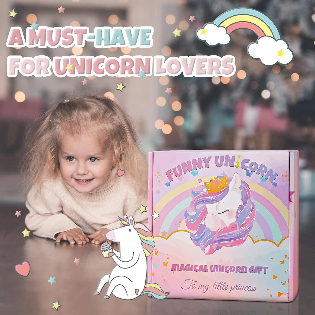 Decostatue Unicorn Gifts for Girls Age 6-8 - 10pcs Birthday Gift Box for 3  4 5 6